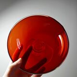 Red Venetian blown glass coupe on a foot with opaline and vintage soap bubble.