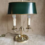 Lampe bouillotte en bronze à deux bras de lumière