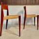 Ensemble de chaises de salle à manger minimalistes danoises en teck modèle Pia avec sièges en corde à papier par Poul Cadovius pour Royal Persiennen, 1958.