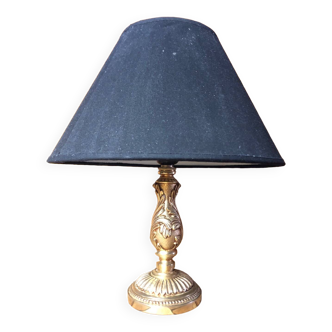 Old gilt bronze lamp + vintage black lampshade