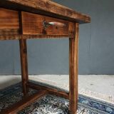 Old pine dining table with drawers