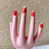 Vase baguier hand ceramic vintage pink 70s