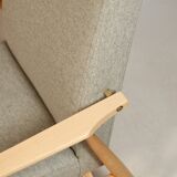 Fauteuil Vintage Gris Clair Design Scandinave Revêtement Laine