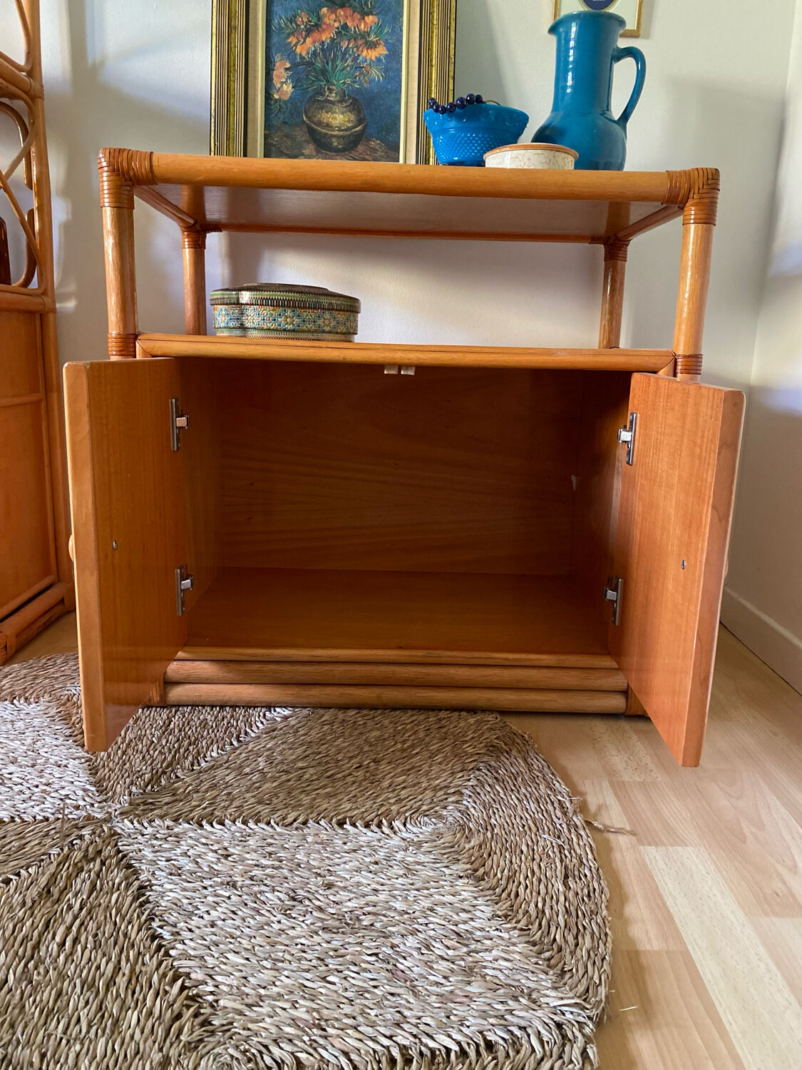 Vintage rattan and cane sideboard