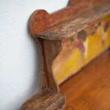 Art nouveau wood shelf, wall shelf with asian scene, antique shelf, interior decoration