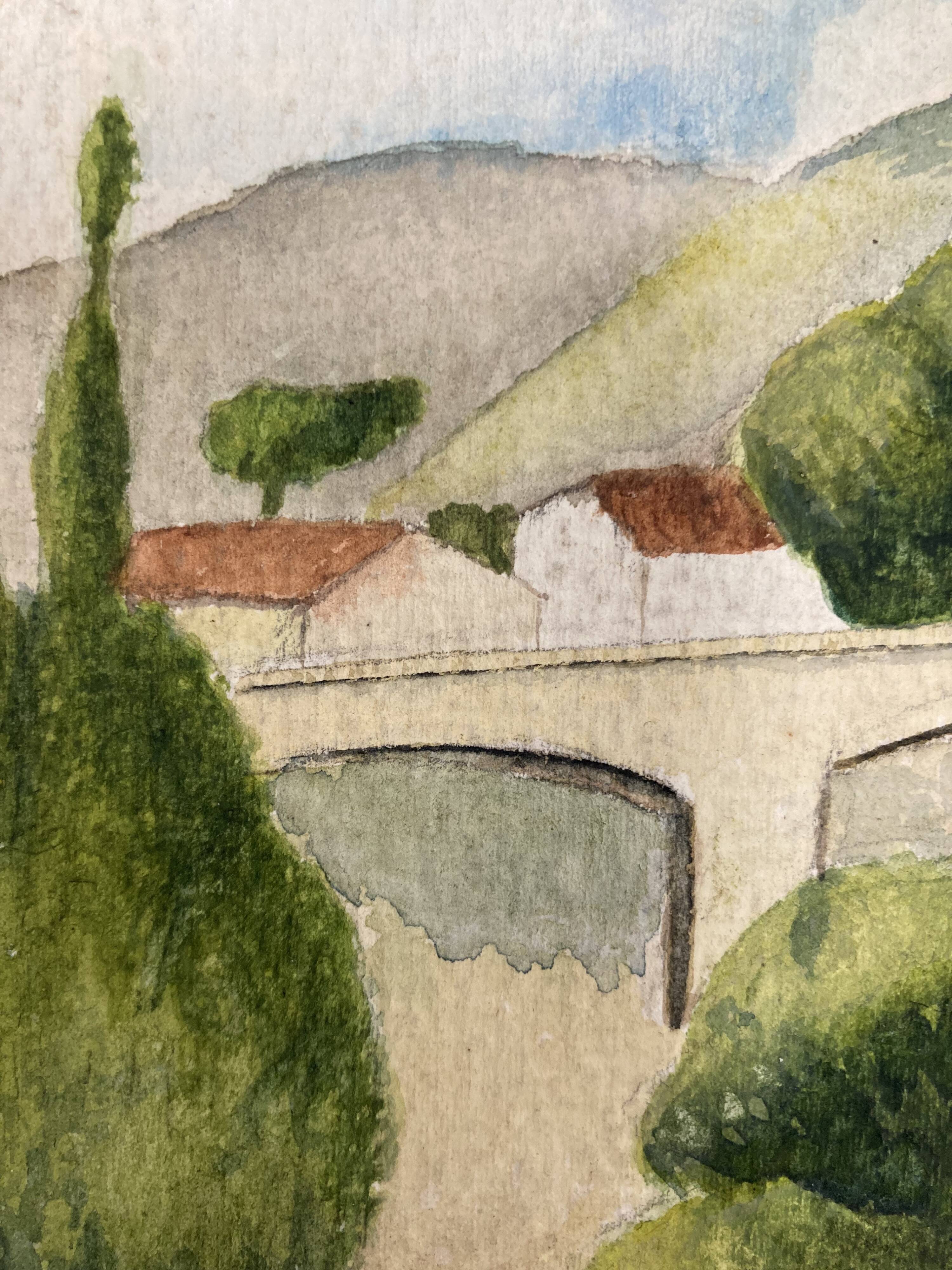 Watercolor seaside landscape recto/verso