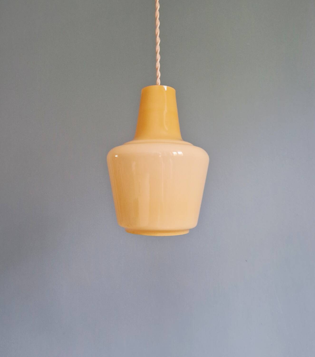 Scandinavian honey-colored opaline pendant light, 1960s