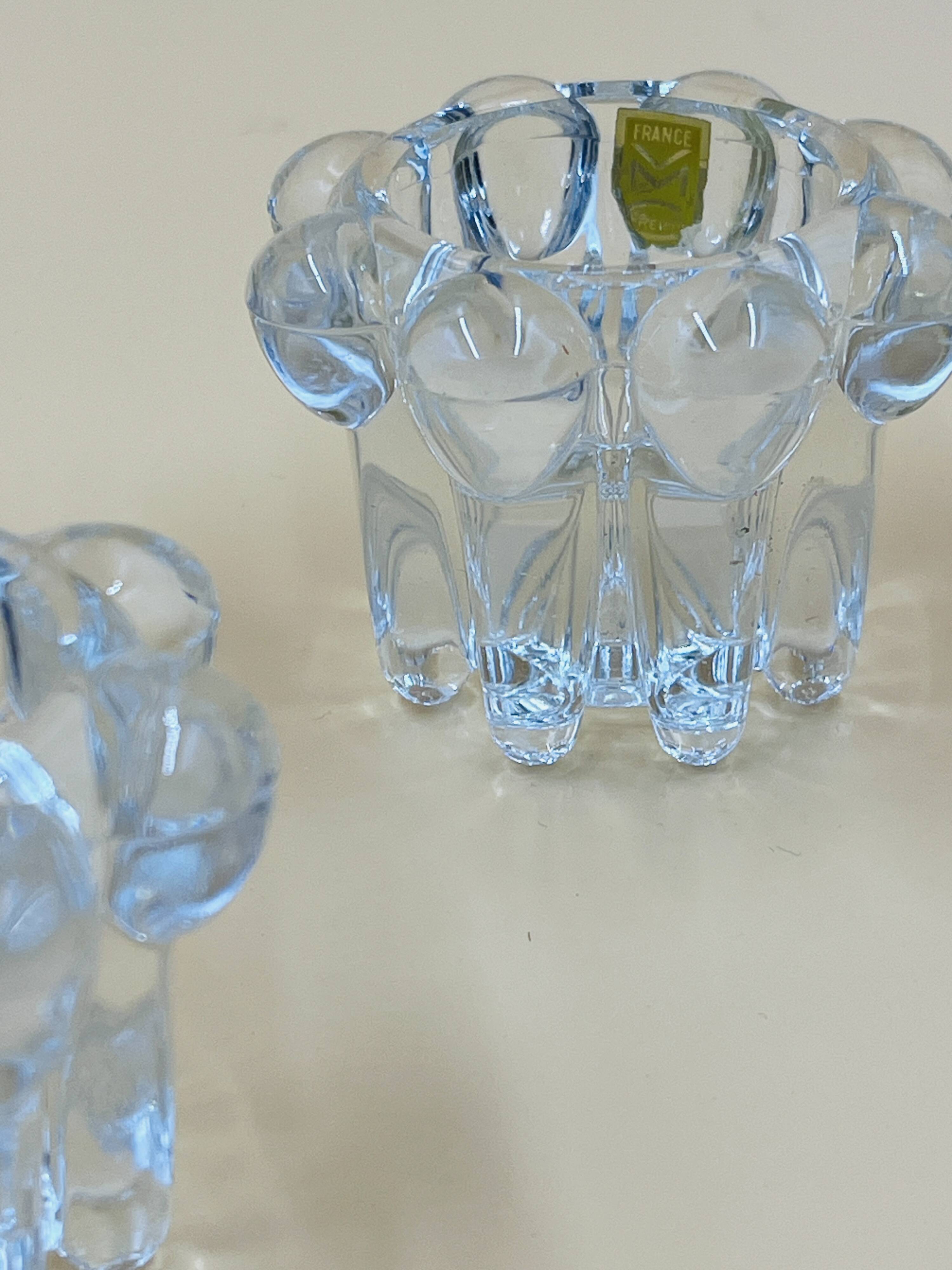 Set of 3 vintage glass candle holders – Glassware from Reims