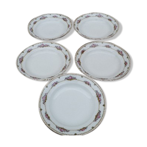 Lot de 5 assiettes creuses en porcelaine
