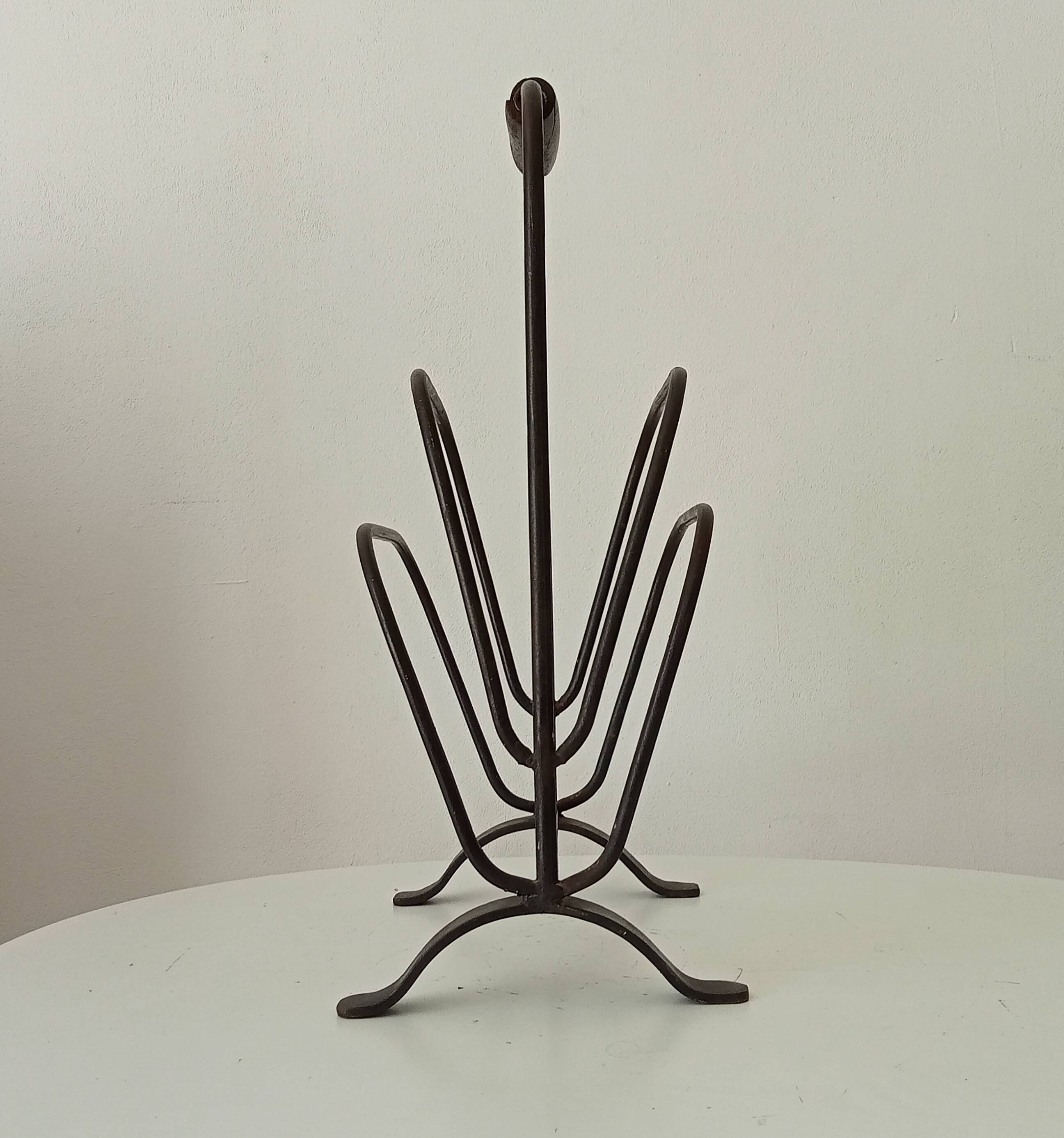 Brutalist wrought iron magazine rack from the 1960s.