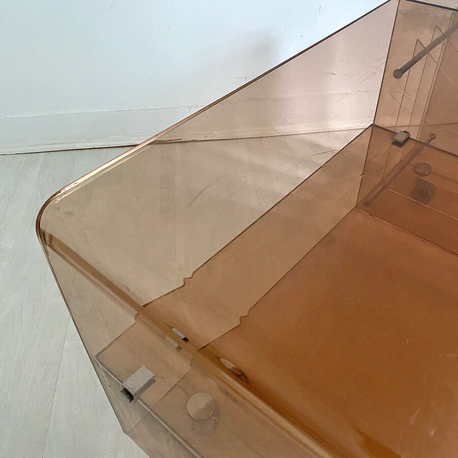 Hifi furniture in vintage smoked plexiglass 70's