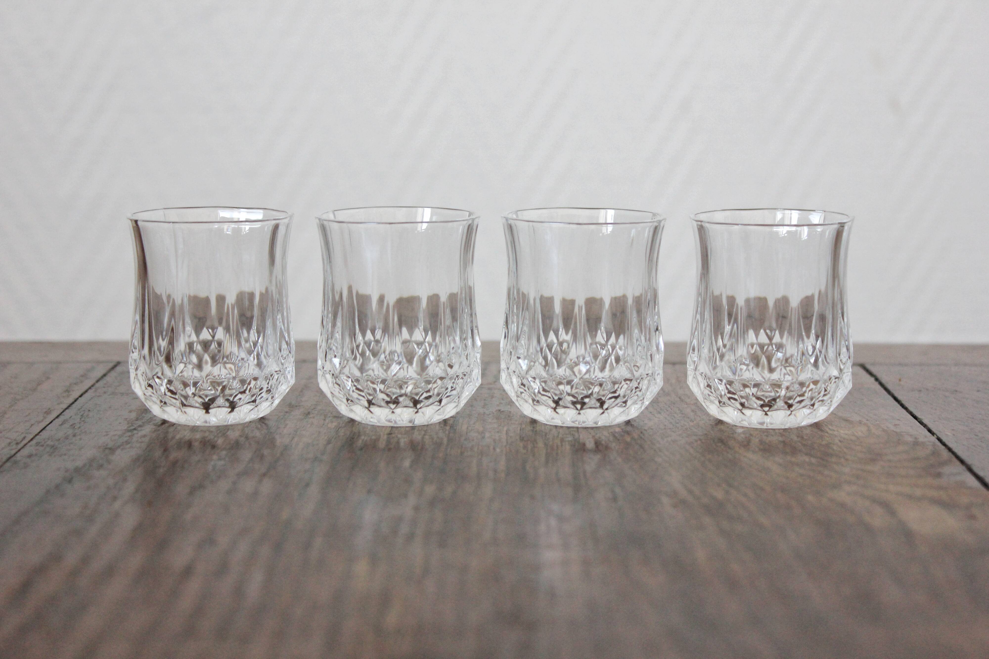 4 glasses with digestive crystal Arques vintage Longchamp model