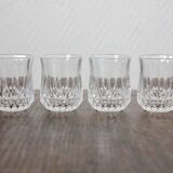 4 glasses with digestive crystal Arques vintage Longchamp model