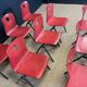 Set of 12 Galvanitas S30 raspberry red and grey steel chairs from the 70s