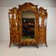 Large antique Italian armoire / wardrobe – burl walnut, bombé shape
