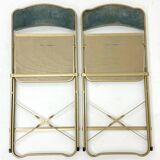 Ancien paire de chaises pliantes chaisor - métal & velours - vintage 60's 70's