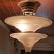Art Deco chandelier in bronze and silvered brass double sink in opalescent glass