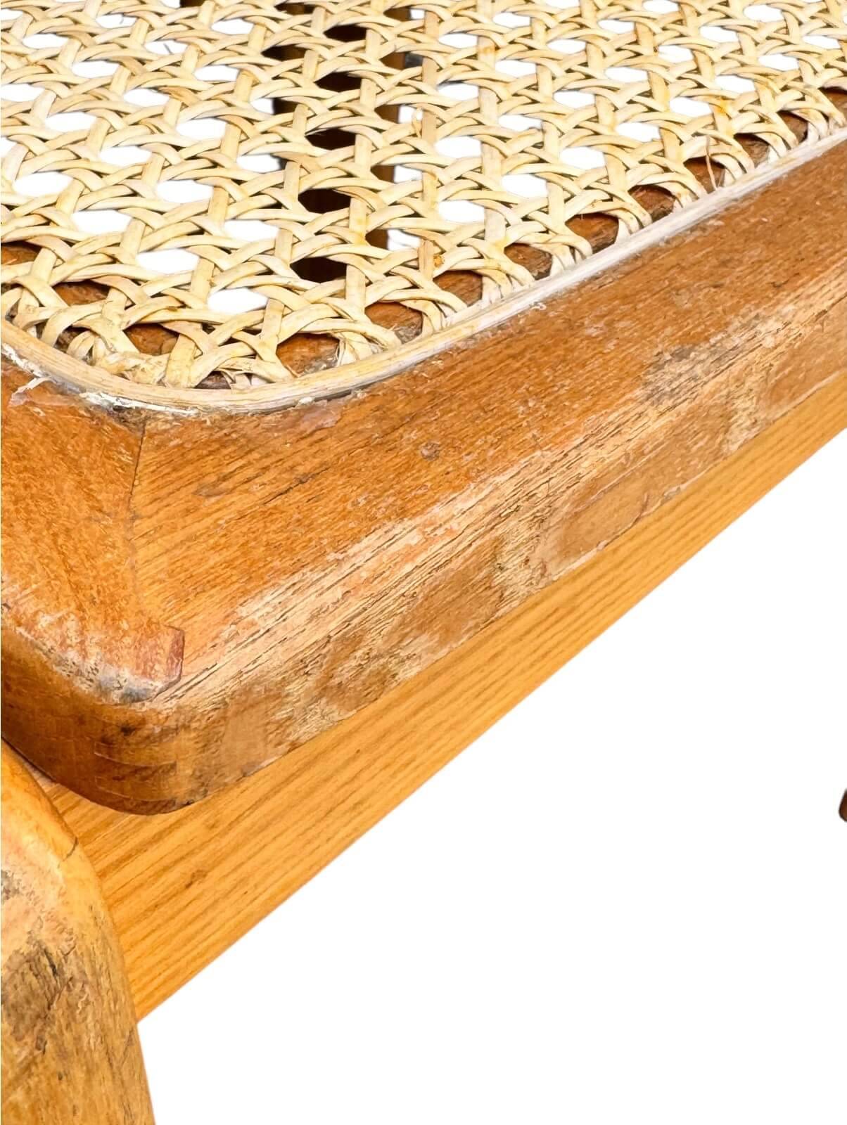 Set of 4 vintage chairs in solid ash and cane