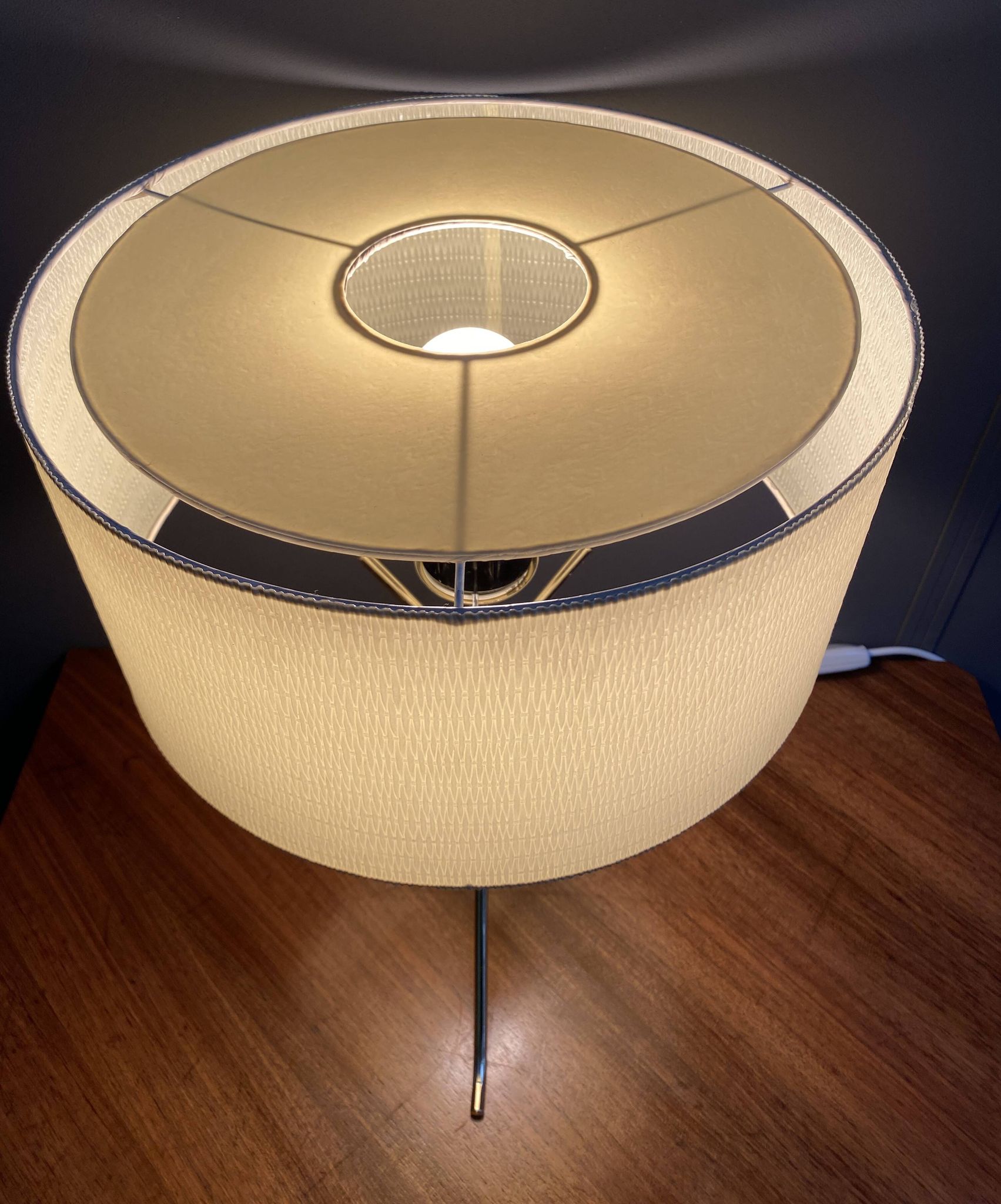 Brass lable lamp with round shade 1960s