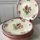 Set of 7 dessert plates gien model "lorraine" hand painted 30-40s
