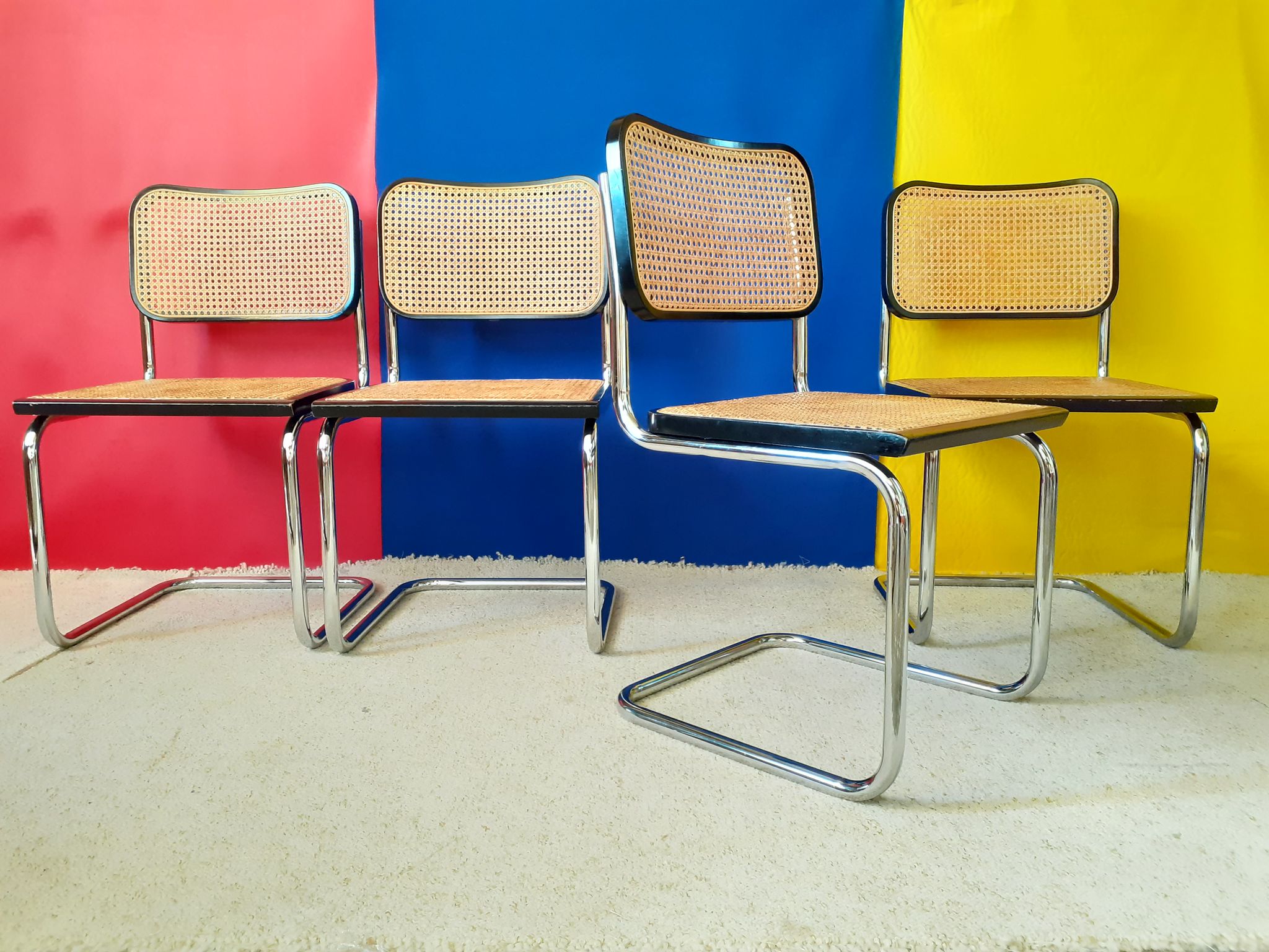 Series of 4 chairs B32, Marcel Breuer design