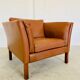 Mid-century vintage Scandinavian leather lounge chair in cognac leather