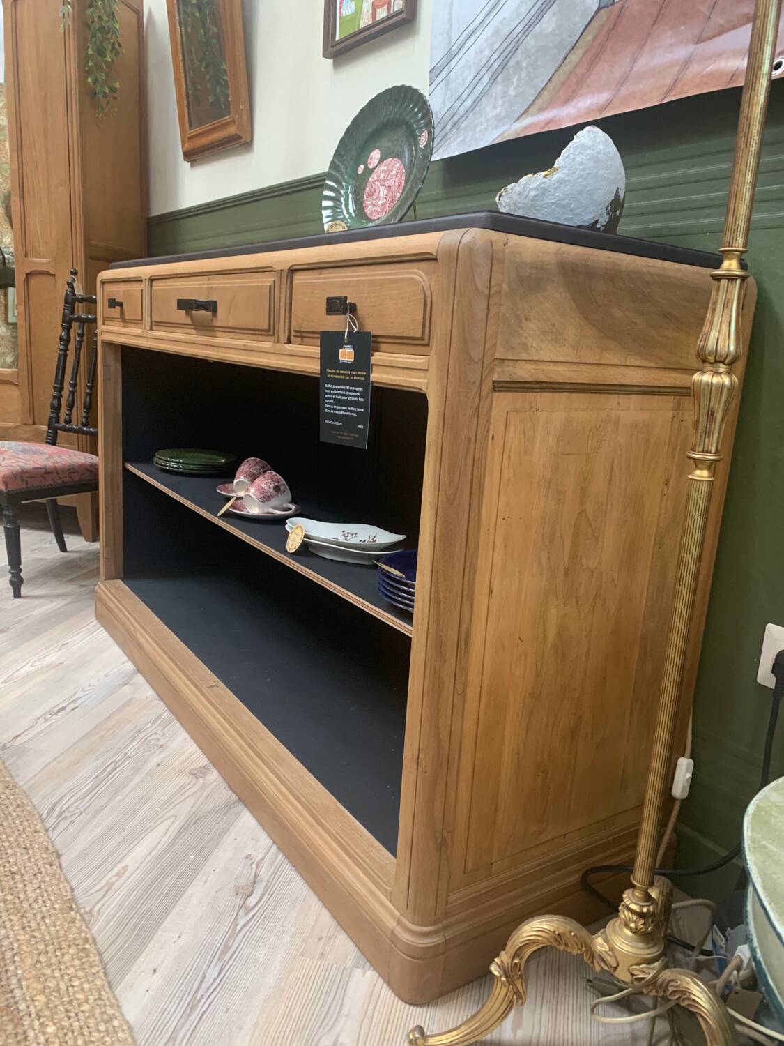 Walnut and black sideboard