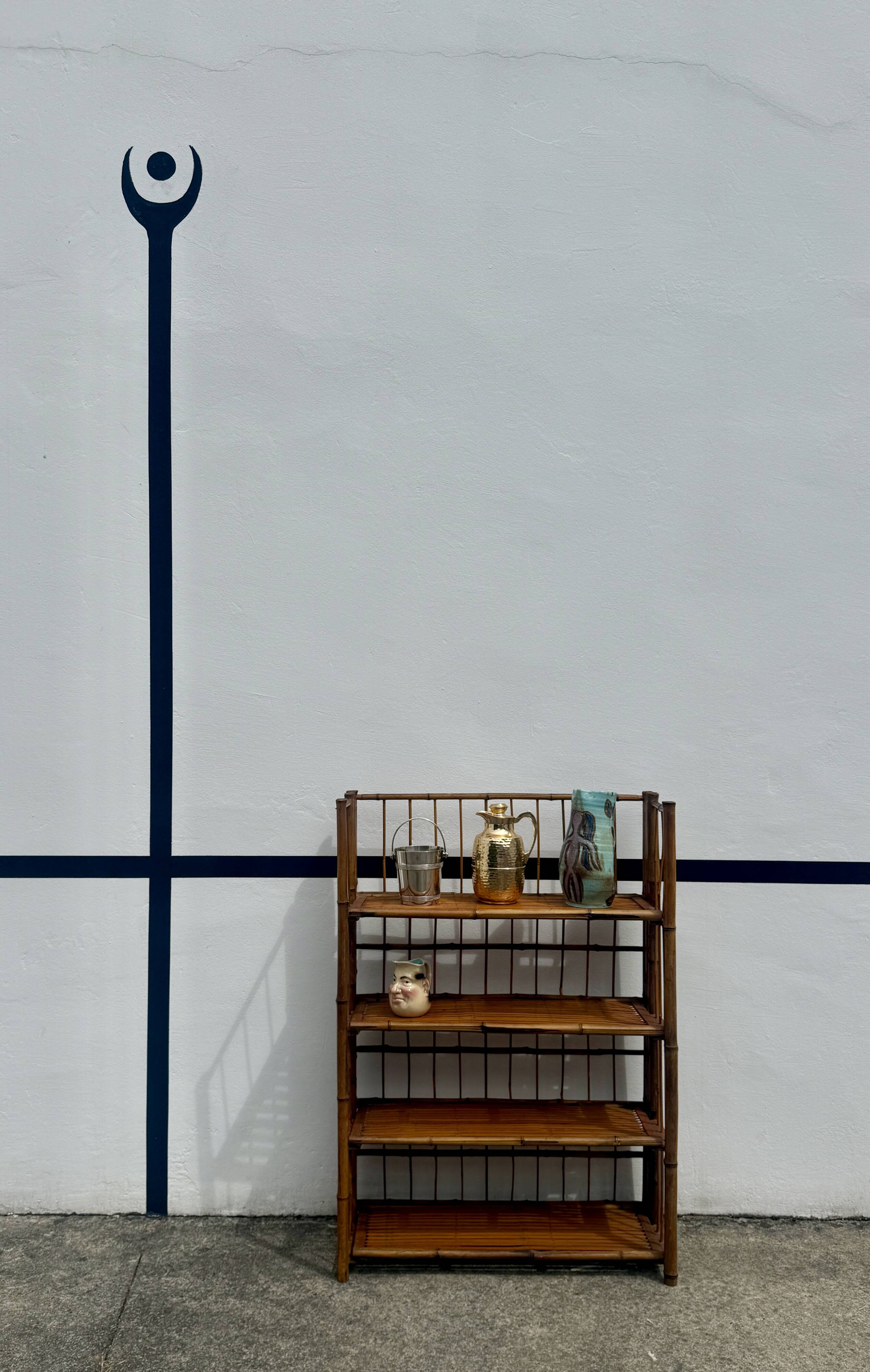 Italian foldable shelf for kitchen utensils in bamboo