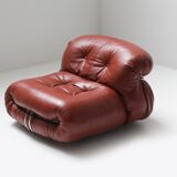 Vintage Soriana set in red leather by Afra e Tobia Scarpa for Cassina Italy