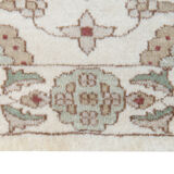 Handmade Ziegler Wool Rug, Cream and Green Wool Runner Rug- 80x185cm