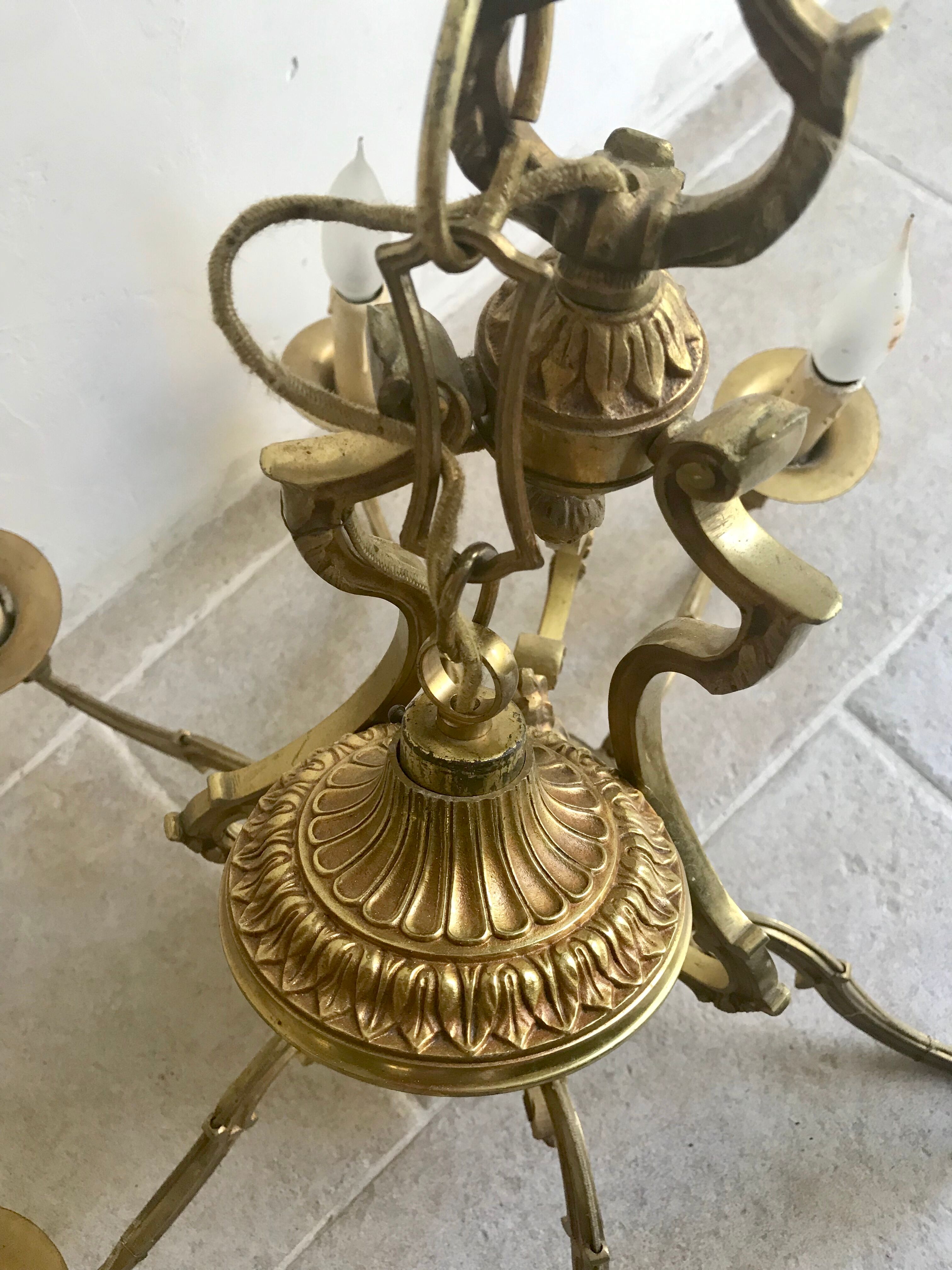 Lustre en bronze doré style Louis XVI
