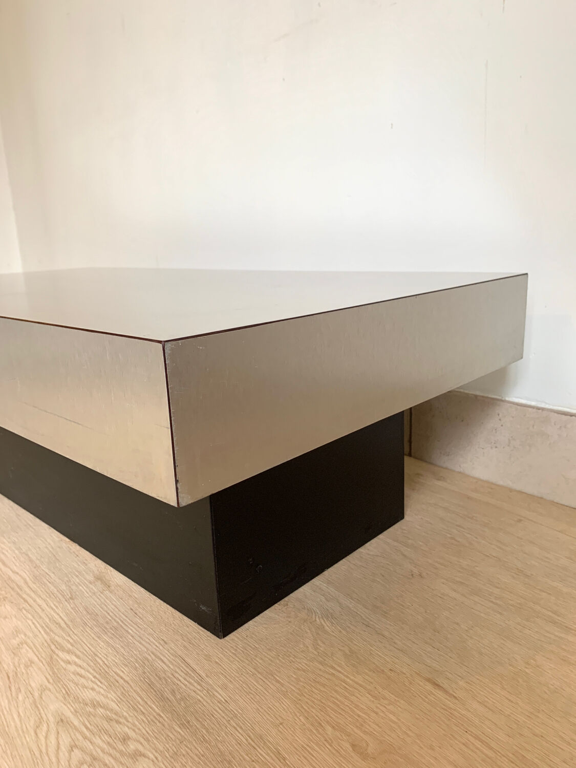 70s coffee table in brushed aluminum