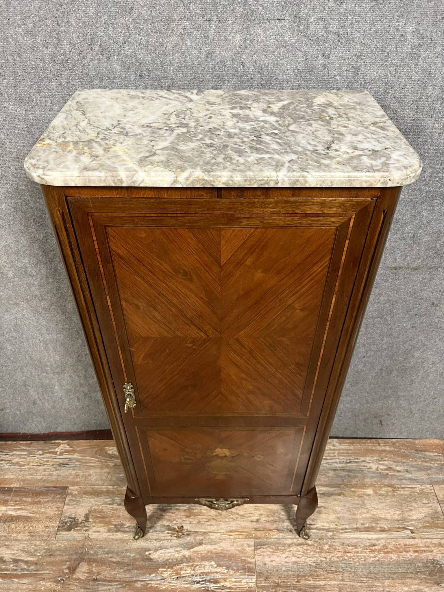 Louis XV style cabinet in marquetry circa 1850