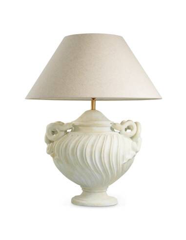 Pair of table lamps with antique look and brushed brass finish.
