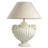 Pair of table lamps with antique look and brushed brass finish.