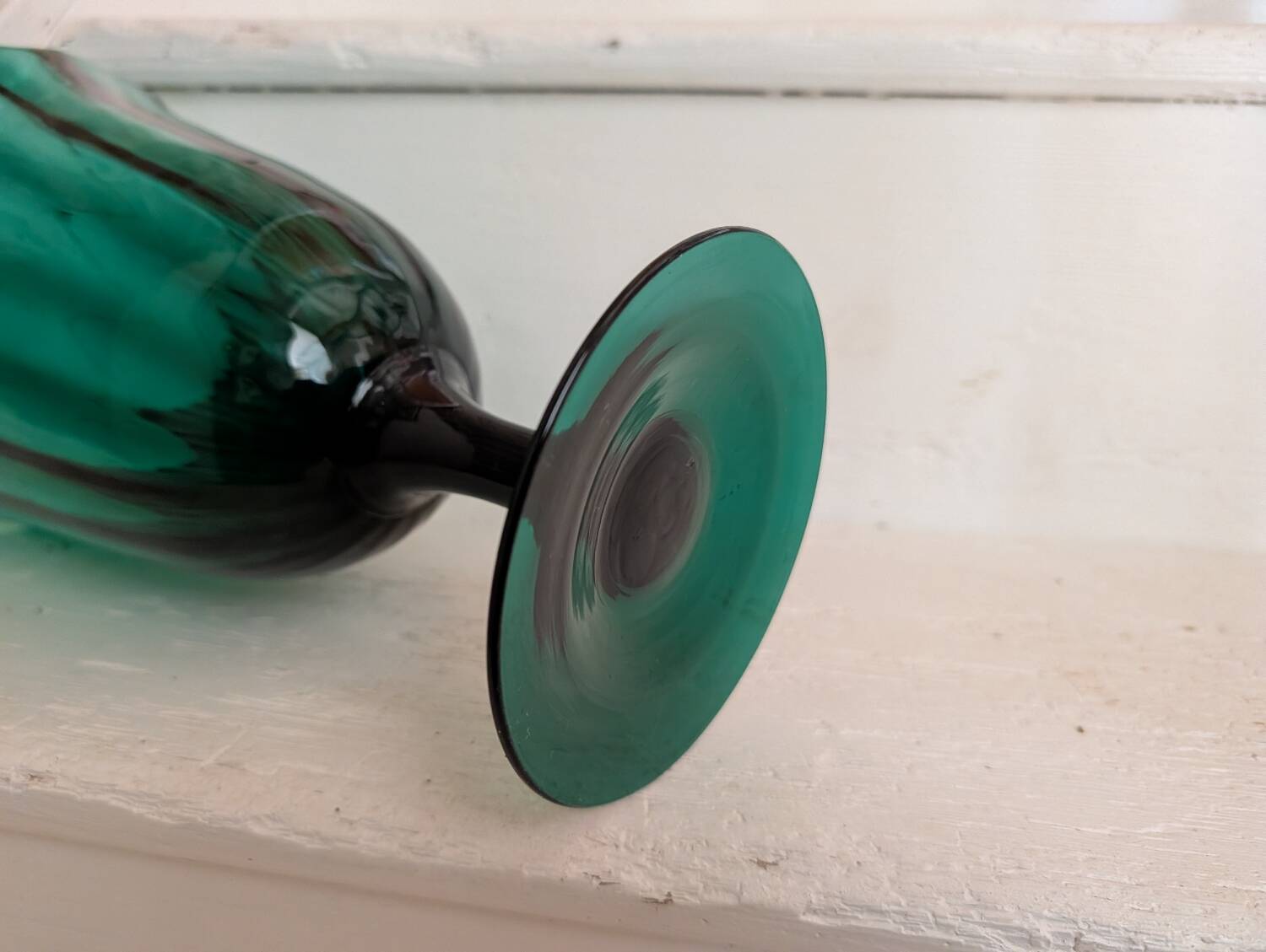 Green chalice vase from the 1970s.