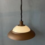 Brown and beige mid-century Dijkstra space age pendant lamp