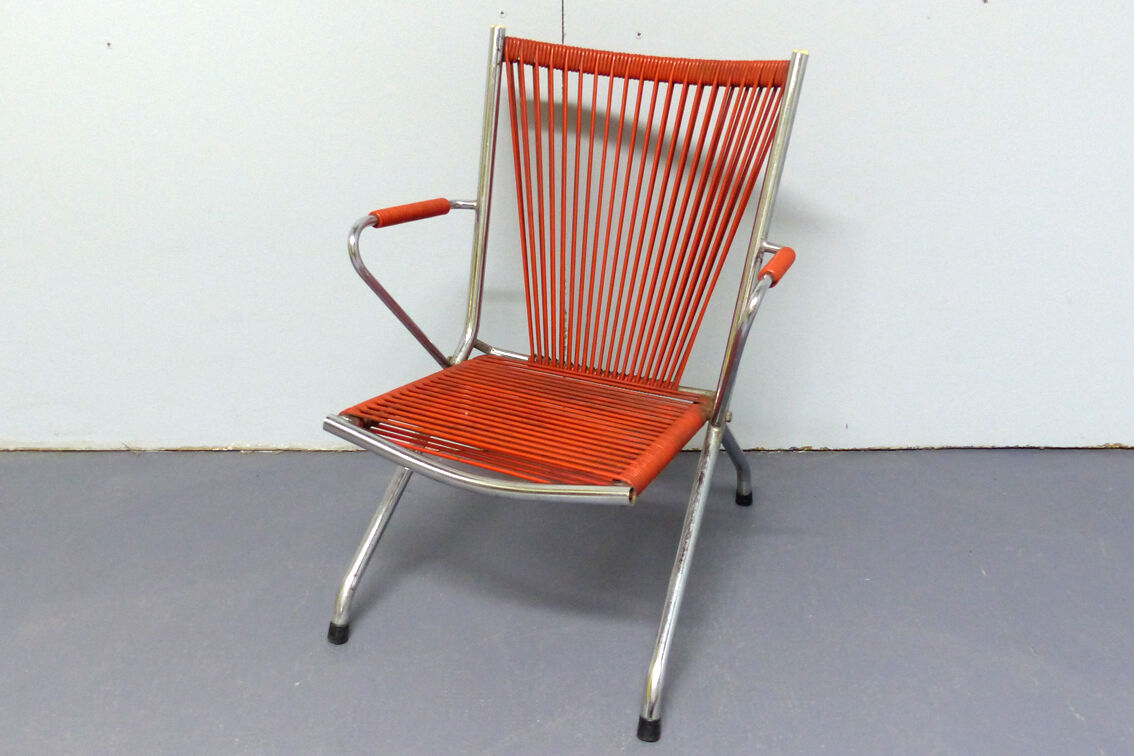 Fauteuil pliant scoubidou années 60