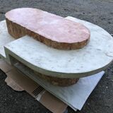 Vintage asymmetrical design coffee table in Mactan travertine stones by Magnussen ponte.