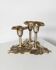 Doré gold-plated brass 3-armed candle holder with flower-and-leaf motif, 1970s Danish design