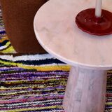 Minimalist natural pink marble side table
