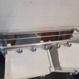 Aluminum wall coat rack with pivoting mirror from the 60s