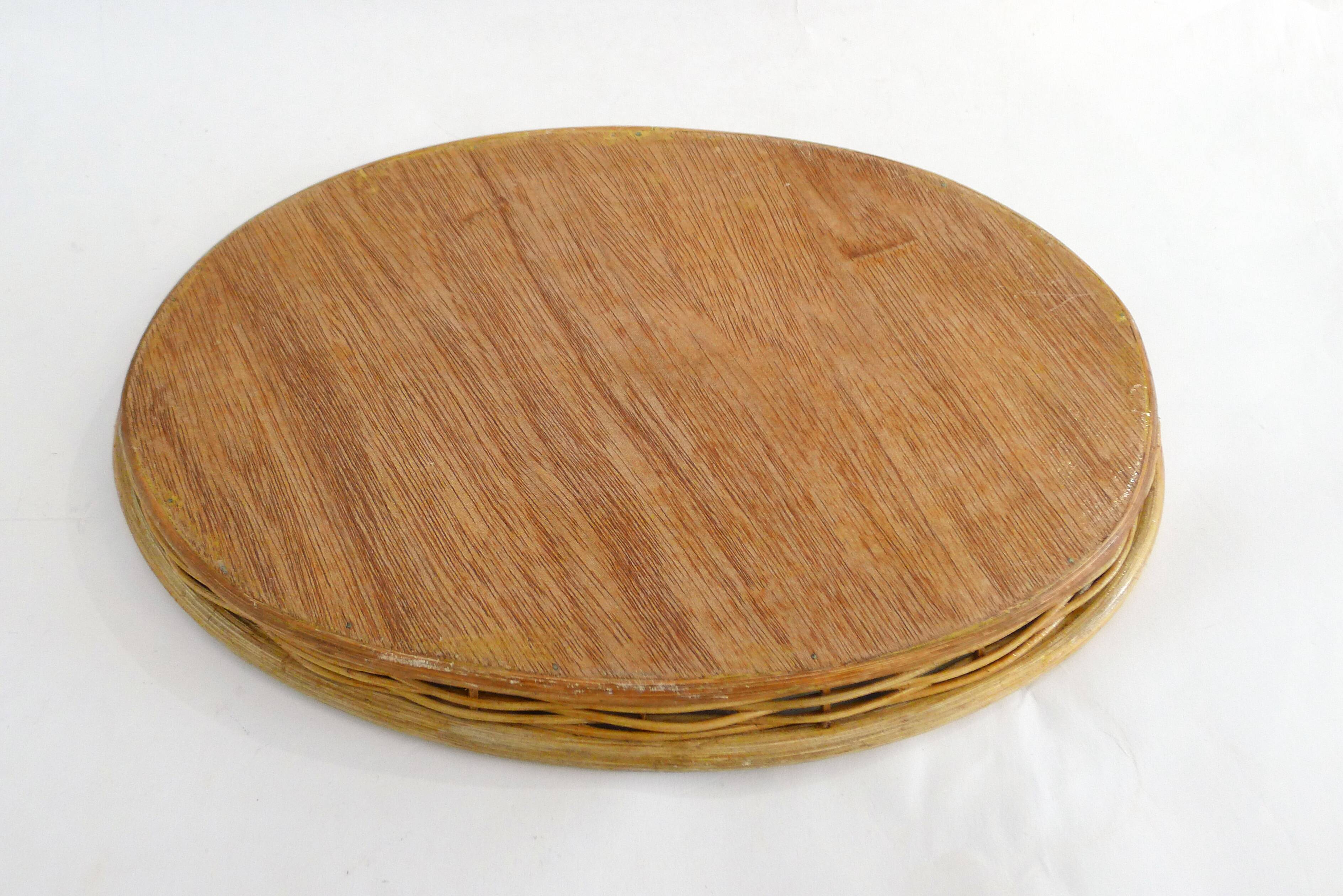Mother-of-pearl and rattan tray
