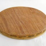 Mother-of-pearl and rattan tray