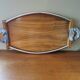Large Art Deco tray in wood and chrome-plated metal