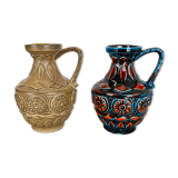 Set of 2 Multi-Color Fat Lava Op Art Pottery Vase by Bay Ceramics Germany, 1960s