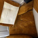 1970s yellow suede armchair