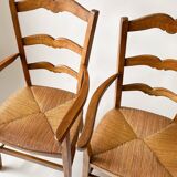 Paire de Fauteuils de campagne paillés
