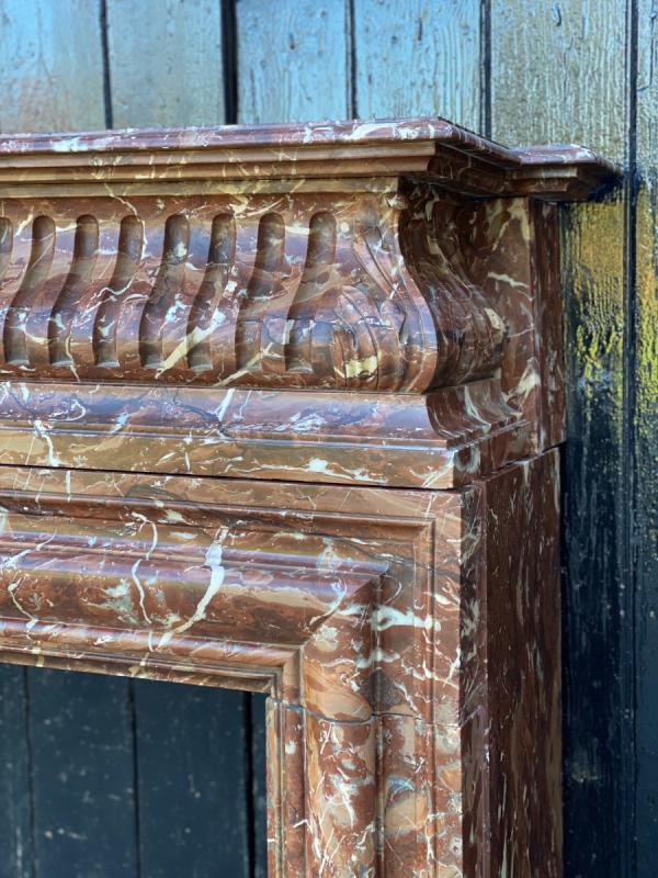 Louis XIV style fireplace in brown marble, 19th century