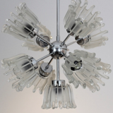 Chrome and Frosted Tulip glass candlestick by Doria